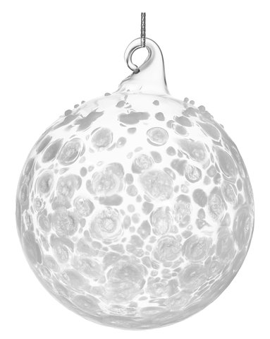 shishi Glass ball clear white dots 8cm
