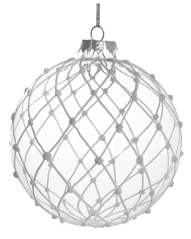 shishi Glass ball clear white glitter net 12cm