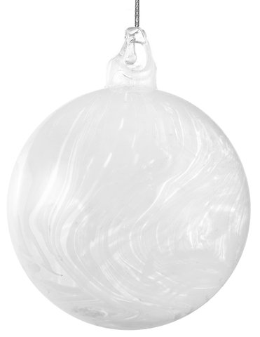 shishi Glass ball clear white marbled 8cm