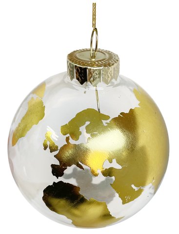 Shishi Glass Ball Clear With Gold Globe Pattern
