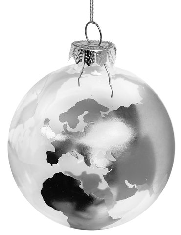 shishi Glass ball clear with silver globe patte