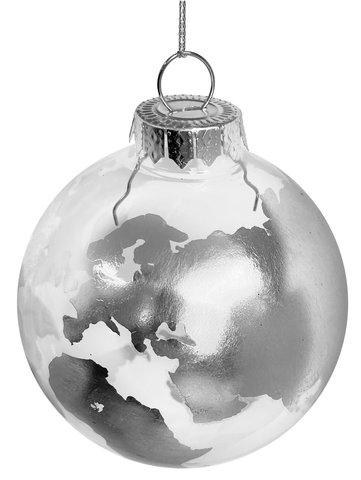 shishi Glass ball clear with silver globe patte