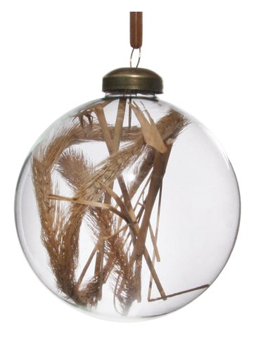 shishi Glass ball dk brown grass deco inside 8c