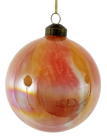 shishi Glass ball dk pink cream marbled 10cm