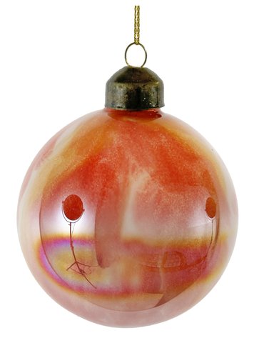 shishi Glass ball dk pink cream marbled 8cm