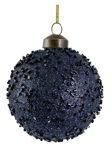 shishi Glass ball full blue glitter outside 8cm