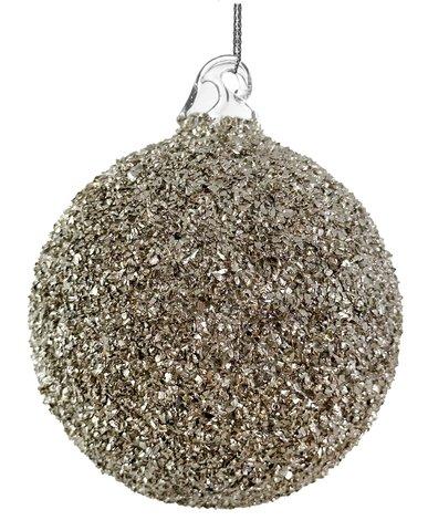 shishi Glass ball full silver glass glitter 8cm