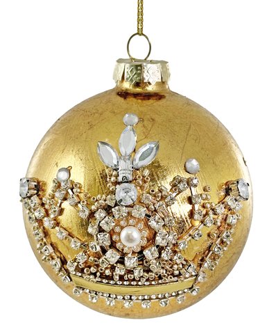shishi Glass ball gilded with jewel crown 10cm
