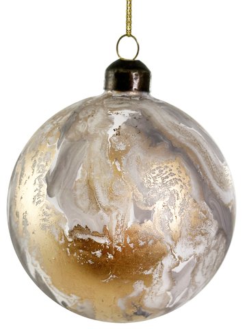 shishi Glass ball gold-grey-white marbled 10cm
