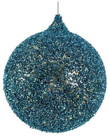 shishi Glass ball gold w/blue glass glitter 12cm