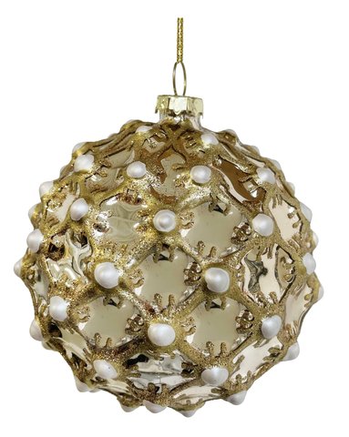 shishi Glass ball gold with pearls 10cm