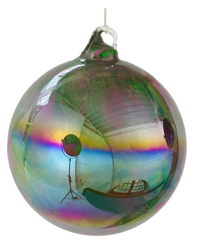 shishi Glass ball green lustered pink marbled 12cm