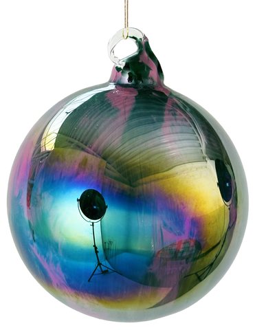shishi Glass ball green lustered pink marbled 8