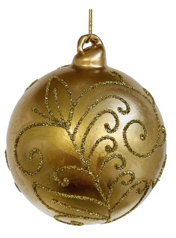 shishi Glass ball mat gold with glitter deco 8c