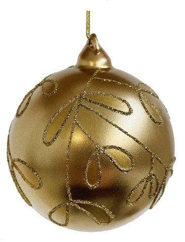 shishi Glass ball mat gold with glitter mistlet