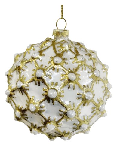 shishi Glass ball pearl white with pearls 10cm