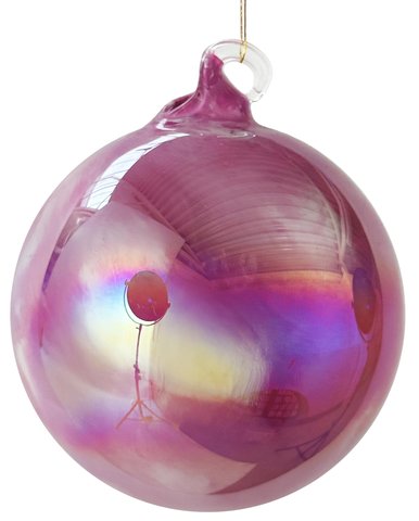 shishi Glass ball pink lustered white marbled 8