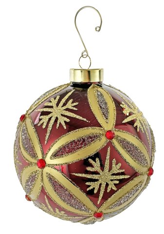 shishi Glass ball shiny burgundy gold deco 10cm