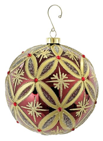 shishi Glass ball shiny burgundy gold deco 15cm