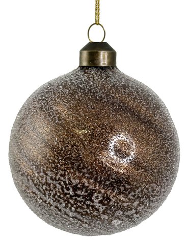 shishi Glass ball sugared brown glitter inside 8cm