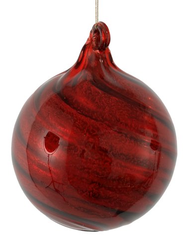 shishi Glass ball twisted shiny antique red 8cm
