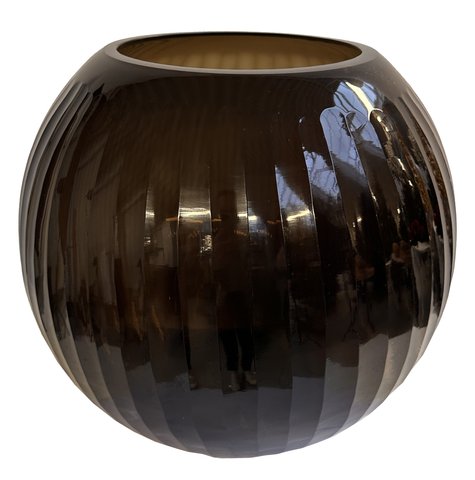 shishi Glass ball vase lined dark smoke d35;h31