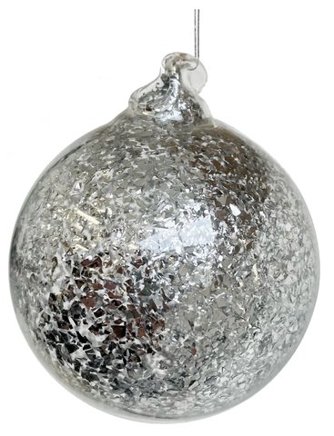 shishi Glass ball w/silver glass glitter inside
