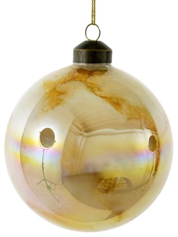 shishi Glass ball white gold cream marbled 10cm