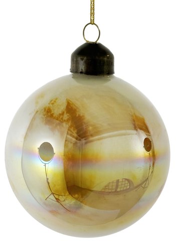 shishi Glass ball white gold cream marbled 8cm