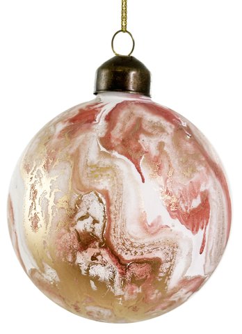 shishi Glass ball white pink gold marbled 8cm