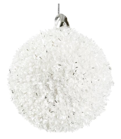 shishi Glass ball white tinsel beads 10cm