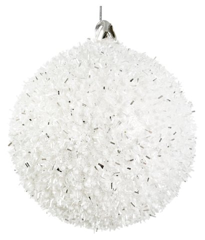 shishi Glass ball white tinsel beads 12cm