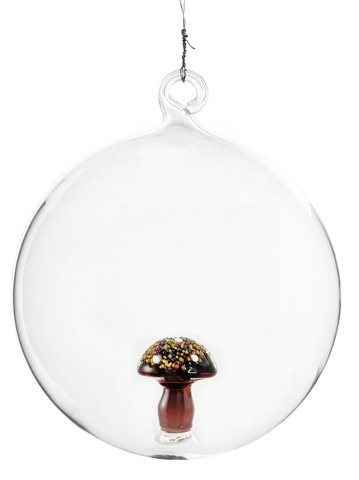 shishi Glass ball with brown mushroom inside 10cm
