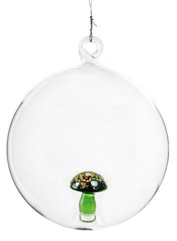 shishi Glass ball with green mushroom inside 10cm