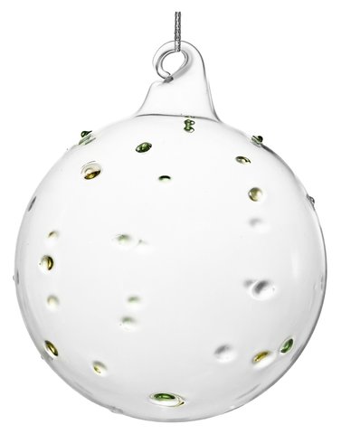 shishi Glass ball with green yellow dots 10cm