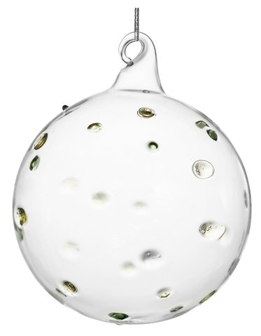 shishi Glass ball with green yellow dots 8cm