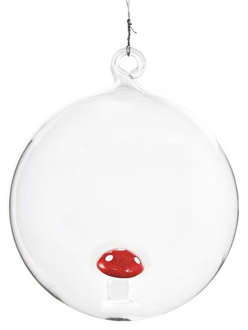 shishi Glass ball with red mushroom inside 10cm