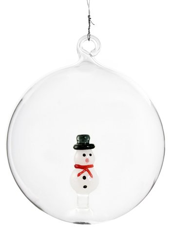 shishi Glass ball with white snowman inside 10cm