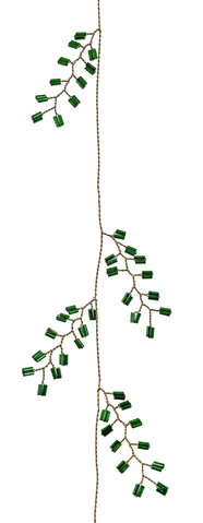 shishi Glass bead leaf garland green gold 1m