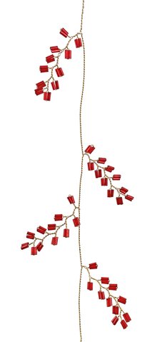 shishi Glass bead leaf garland red gold 1m