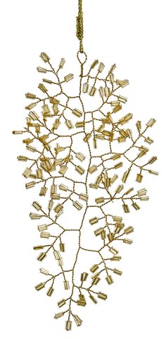 shishi Glass bead wire leaf ornament gold 14cn