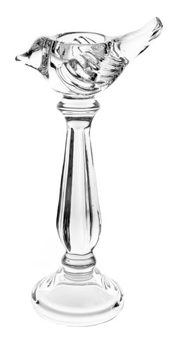 shishi Glass bird candle / T-light holder clear 28cm