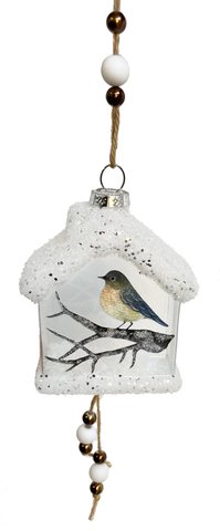 shishi Glass birdhouse ornament clear-white 14c