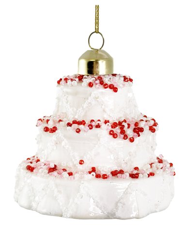 shishi Glass cake white mat w/glitter 8.5cm