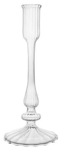 shishi Glass candleholder lined clear 21cm