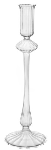 shishi Glass candleholder lined clear 28cm