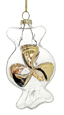 shishi Glass candy clear gilded 10cm