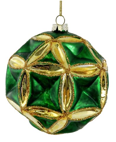 shishi Glass circle ball shiny gold mat green 10cm