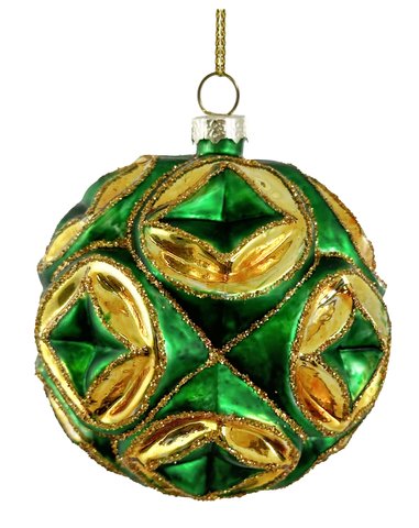 shishi Glass circle ball shiny gold mat green 8cm
