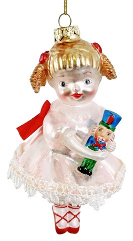 shishi Glass Clara ornament with Nutcracker 12cm